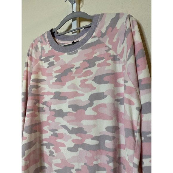 New Kensie pink camo fuzzy sweatshirt pajama top Sz XL - Picture 7 of 8